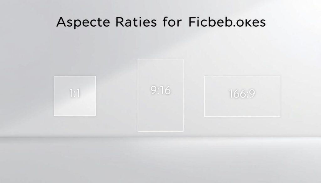 A crisp, clean digital illustration showcasing the ideal aspect ratios for Facebook ads. In the foreground, a simple geometric composition highlighting the 1:1 square, 9:16 vertical, and 16:9 horizontal formats, each framed by a subtle, minimalist border. The middle ground features a subtle gradient or soft texture, hinting at the digital canvas. The background maintains a neutral, muted tone, allowing the focal elements to shine. Lighting is soft and diffused, creating a sense of depth and dimension. The overall aesthetic is modern, elegant, and highly informative, capturing the essence of the "Aspect Ratios for Facebook Ad Images" section.
