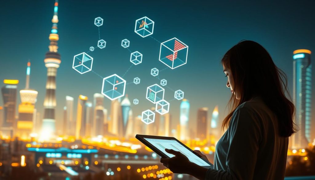 A digital landscape of content training, illuminated by warm, inviting lighting. In the foreground, a person intently studying interactive course materials on a tablet, immersed in the learning experience. The middle ground features a geometric array of floating data cubes, symbolizing the wealth of information and insights conveyed through the training. In the background, a futuristic cityscape of gleaming towers and holographic interfaces, hinting at the innovative, tech-driven nature of the content webinar. The overall atmosphere is one of focused engagement, intellectual stimulation, and a sense of empowerment through knowledge.