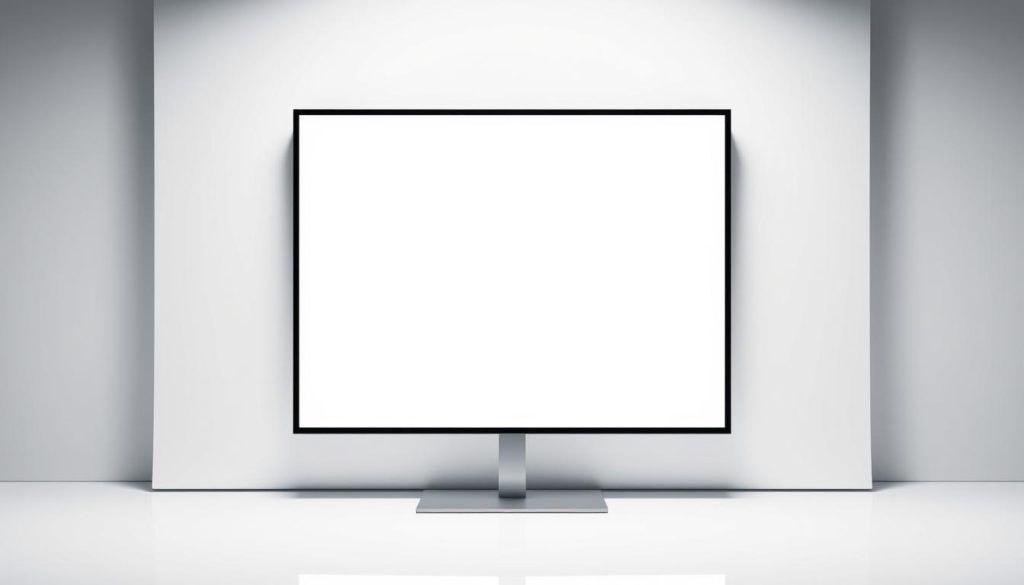 A professional, well-lit photograph showcasing the ideal image size for Facebook advertisements. The frame captures a sleek, modern digital display against a minimalist white backdrop, showcasing a crisp, high-resolution image filling the screen. The lighting is soft and even, highlighting the vivid colors and sharp details of the display. The camera angle is positioned to provide a clear, unobstructed view, emphasizing the importance of image size and quality for maximum impact on the Facebook platform. The overall mood is one of simplicity, clarity, and technological sophistication, reflecting the key considerations for crafting effective Facebook ad visuals.