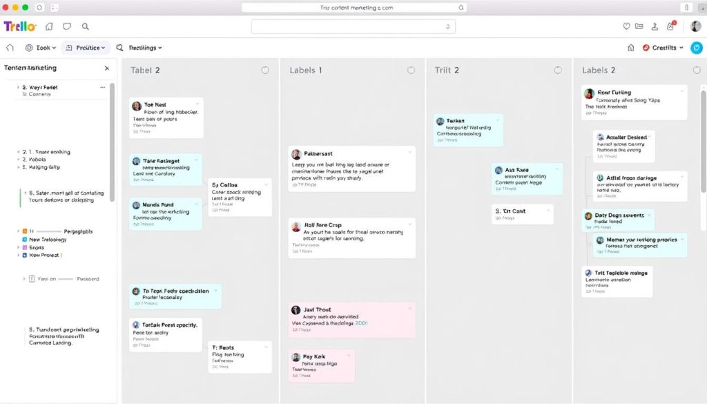 An image of a Trello board used for content marketing project management