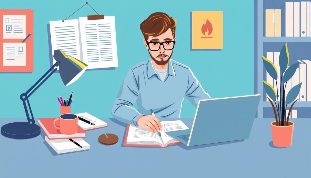 An image of a content creator working on a high-quality article or blog post