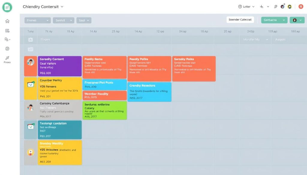 An image of a content scheduling calendar on a digital dashboard.