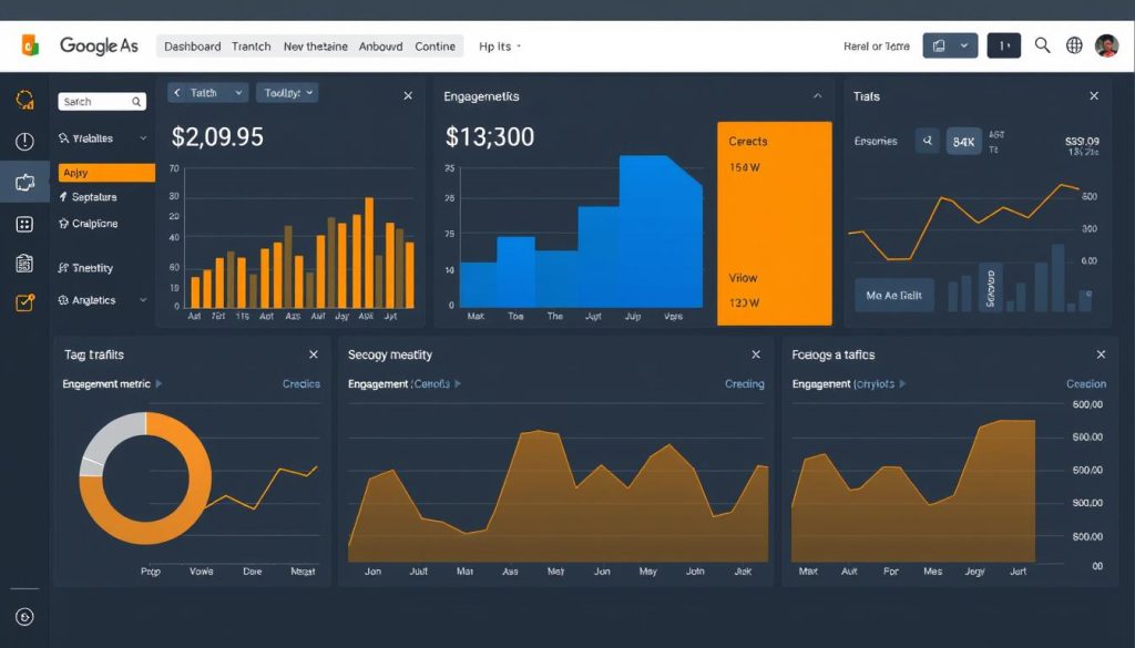 An image of a dashboard from Google Analytics showing website traffic and engagement metrics.