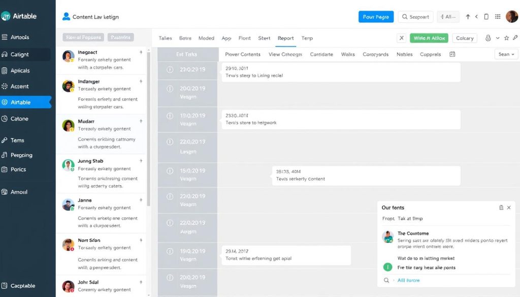 An image of an Airtable interface customized for content marketing workflow