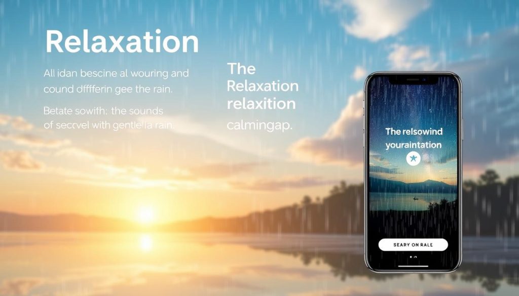 Calm app relaxation ads featuring soothing rain sounds