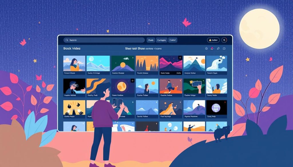 Create an image of a user browsing Mixkit's stock videos
