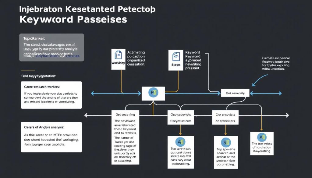 Generate an image illustrating TopicRanker's keyword research process