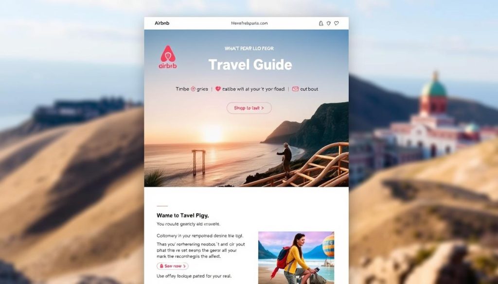 Generate an image of Airbnb's tailored travel guide email example