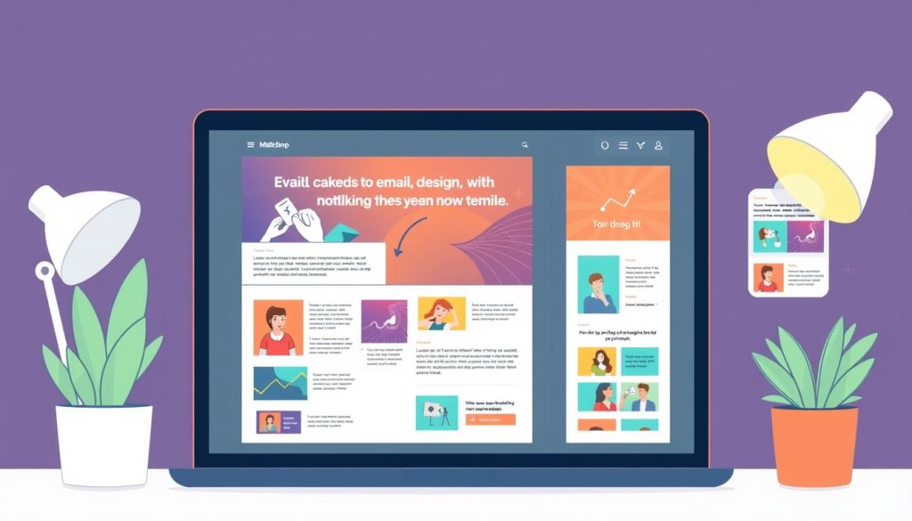 Generate an image of an email marketing campaign being designed on Mailchimp.