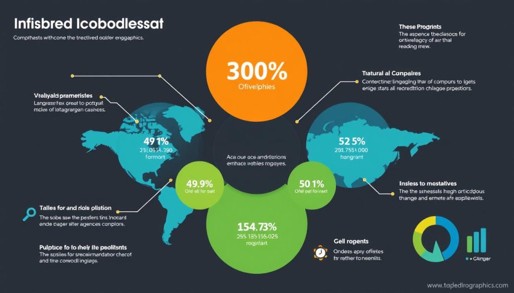 Generate an image of an infographic highlighting industry statistics, with interactive elements.