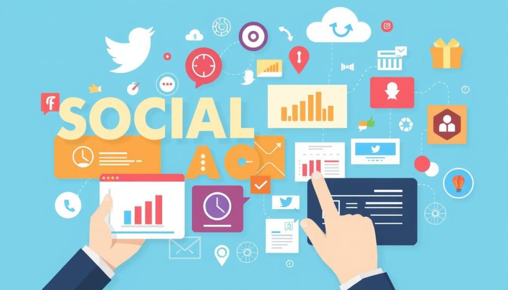 Generate an image representing social media management tools