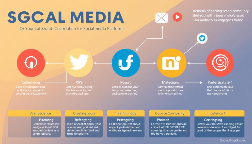 Image generation prompt: A graphic showing the different social media platforms and how they can be leveraged to build brand community and engagement.