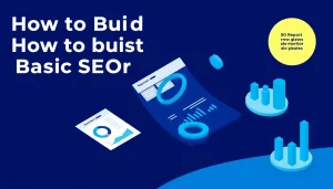 One-page basic SEO report template showing organic clicks trend, top queries table, and next-month actions built from Go