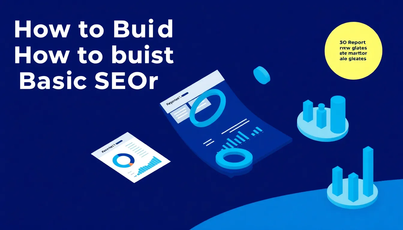 One-page basic SEO report template showing organic clicks trend, top queries table, and next-month actions built from Go