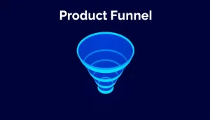 Product funnel diagram showing four ascending offer rungs from free lead magnet to premium tier with price bands