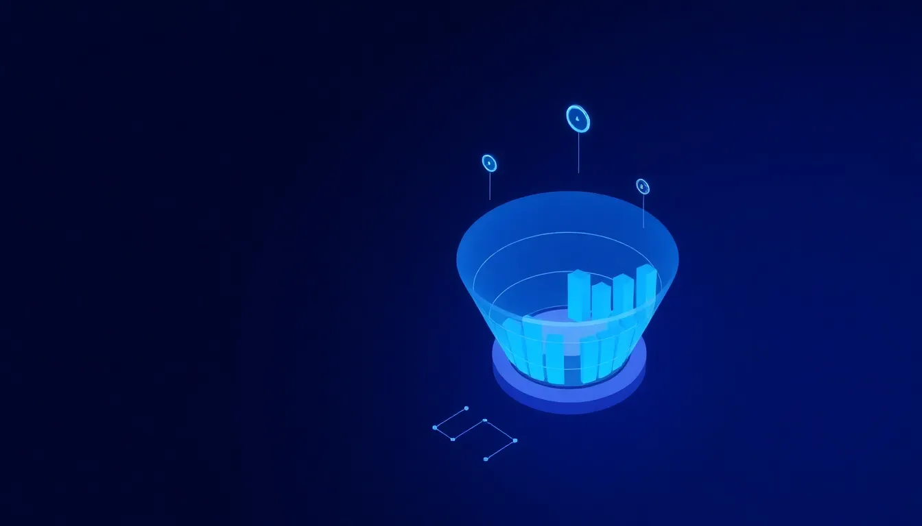 Search funnel diagram mapping problem-aware, solution-aware, and decision-stage search queries to top, middle, and botto