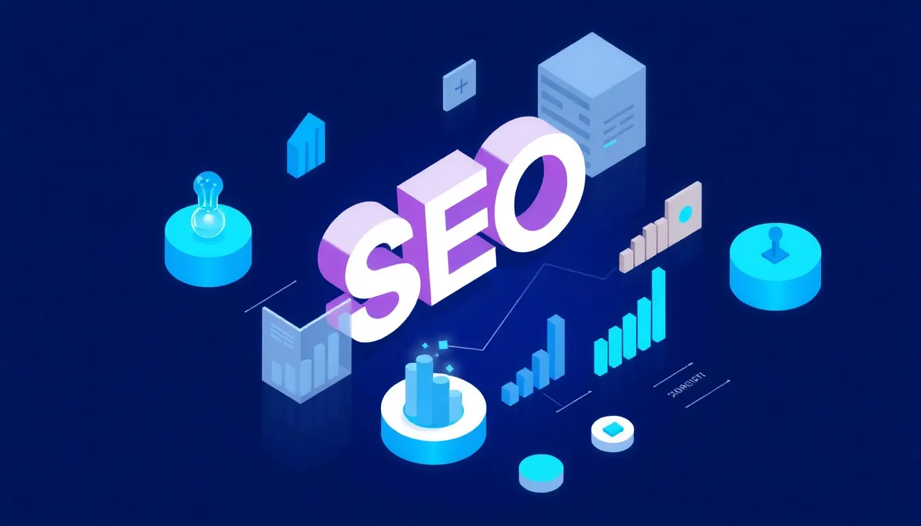 Diagram breaking SEO services into five buckets: technical, on-page, content, off-page, and local plus GEO
