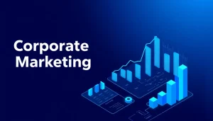 Diagram contrasting corporate marketing with product, brand, and growth marketing functions inside a company org chart