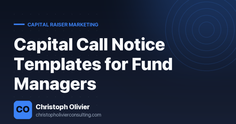 Capital Call Notice Templates for Fund Managers