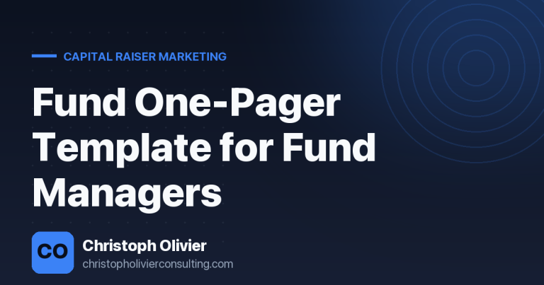 Fund One-Pager Template for Fund Managers