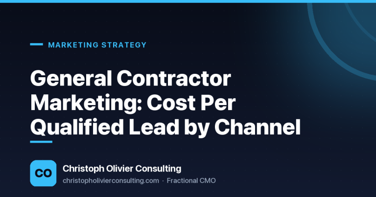 General Contractor Marketing: Cost Per Qualified Lead by Channel — Christoph Olivier Consulting