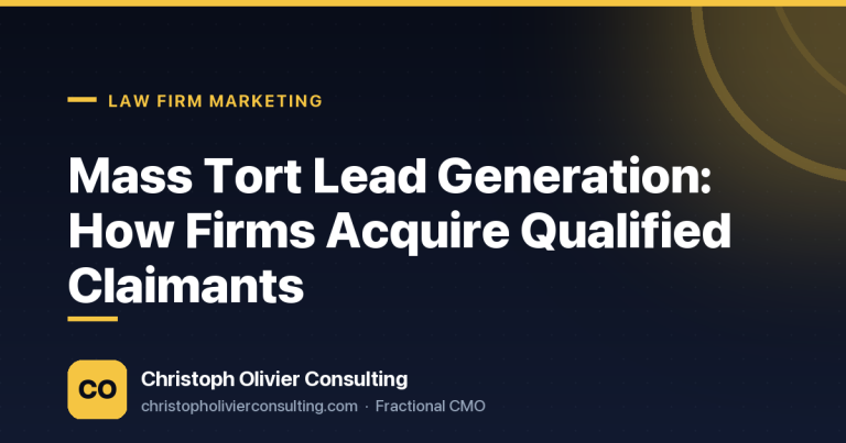 Mass Tort Lead Generation: How Firms Acquire Qualified Claimants — Christoph Olivier Consulting